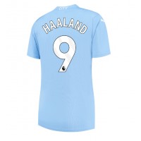 Fotballdrakt Dame Manchester City Erling Haaland #9 Hjemmedrakt 2023-24 Kortermet